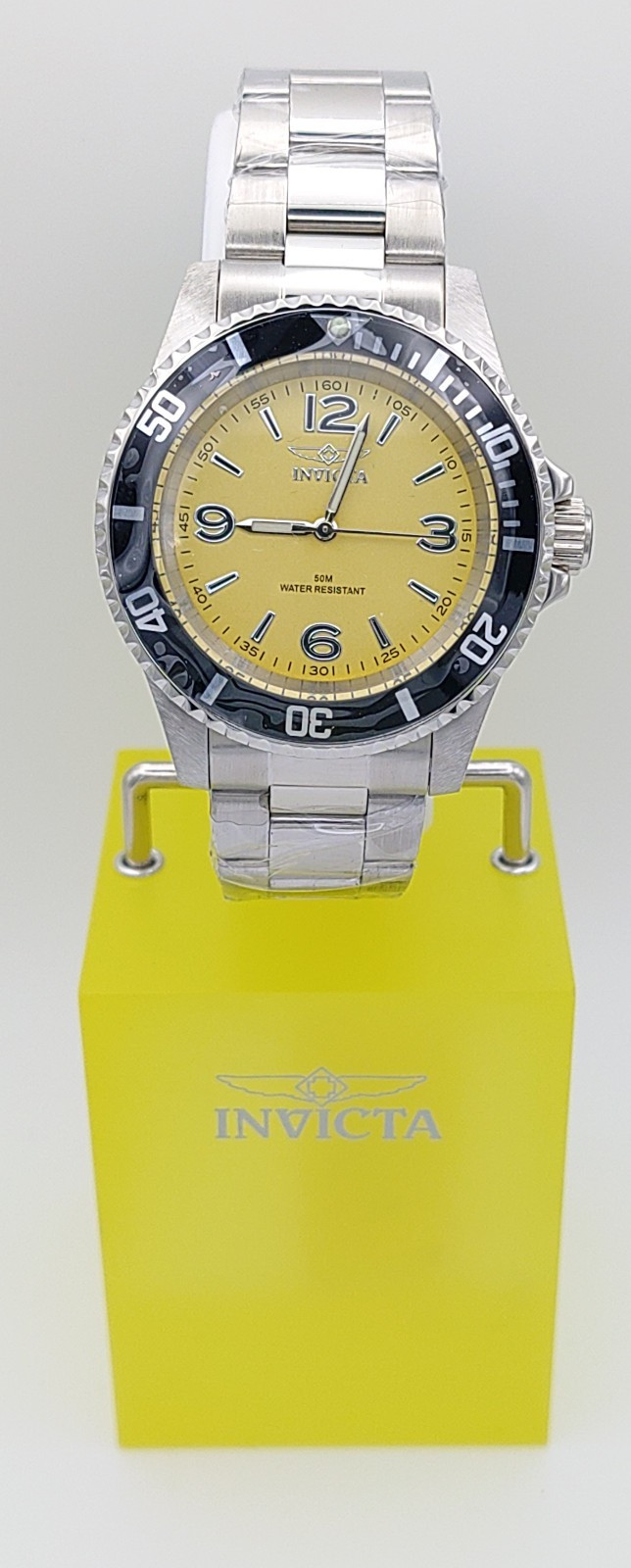 Invicta Men’s Rowan Specialty 40mm Quartz Watch Yellow Dial, Silver Tone, Steel