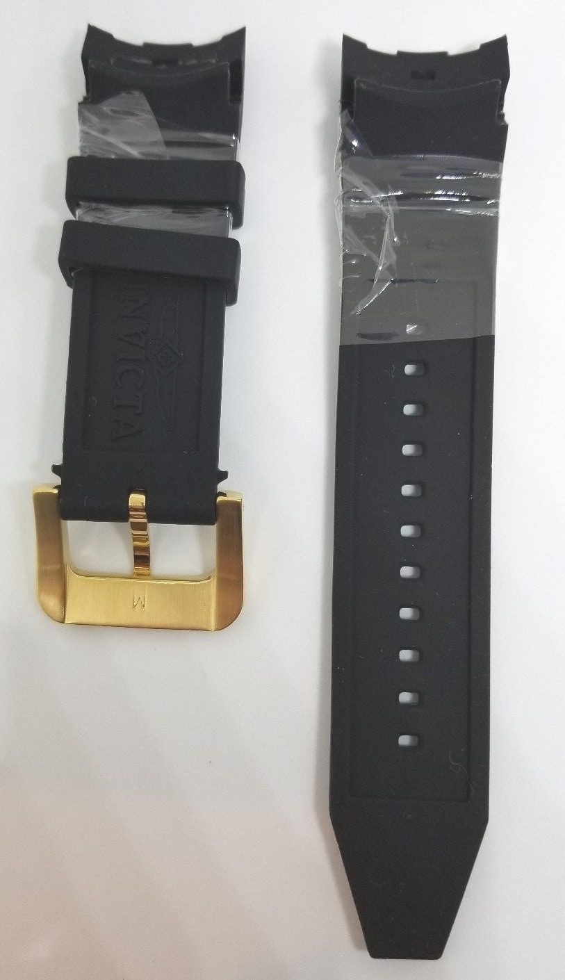 OEM Invicta Pro Diver Scuba Black Rubber Gold Inserts Strap Band 6981 6983