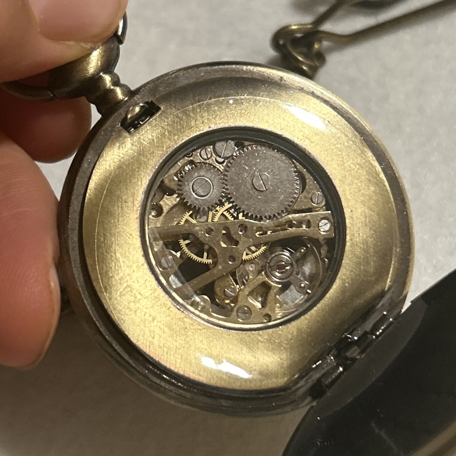 Men’s Pocket Watch Mechanical Black Steampunk Skeleton Retro Chain Luxury Dial