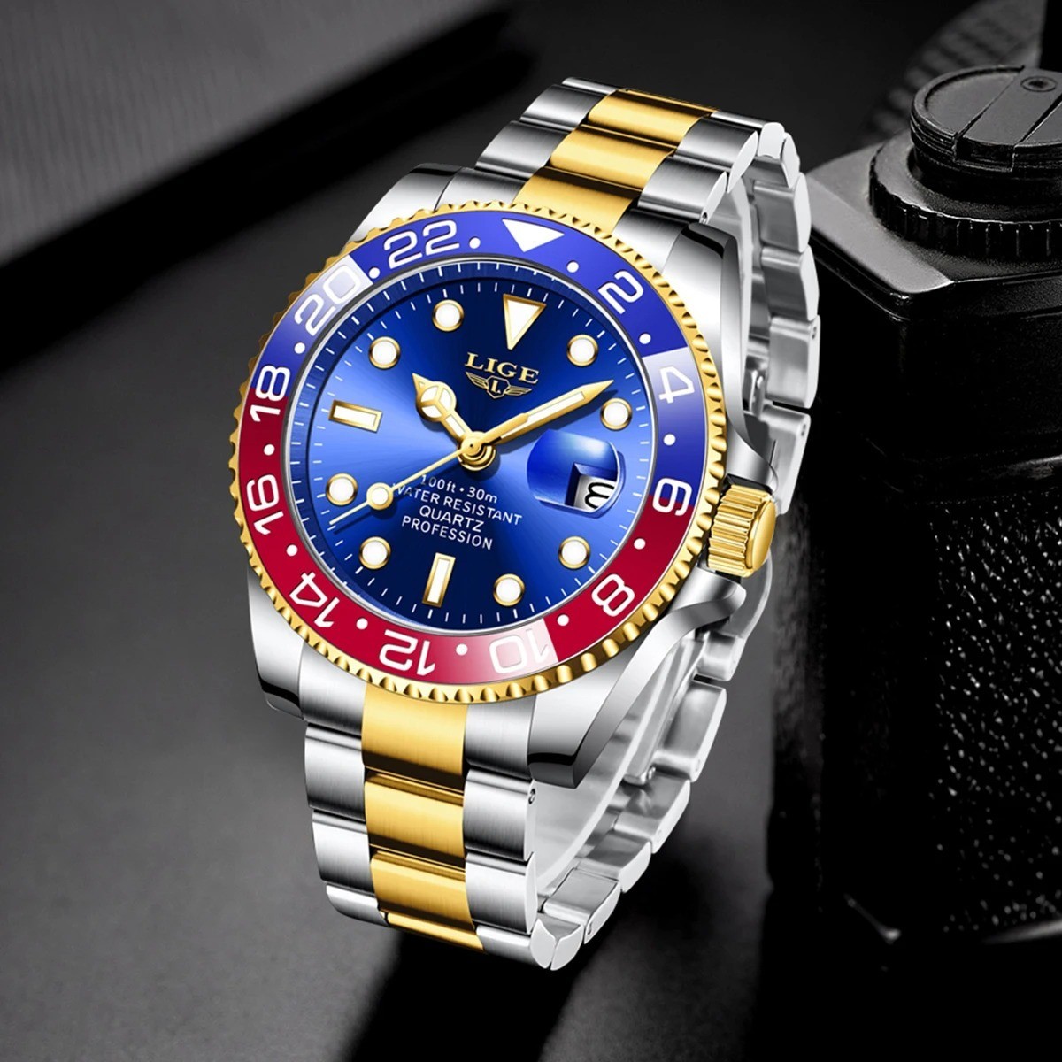 LIGE Mens Watch Fashion Brand Luminous Steel Wristwatch Business Male Watches
