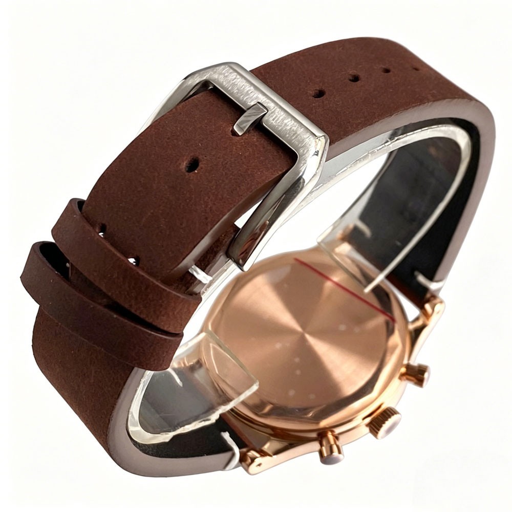 Tandorio 38mm Silver/Rose Gold Quartz Chronograph Vintage Watch For Miyota OS20
