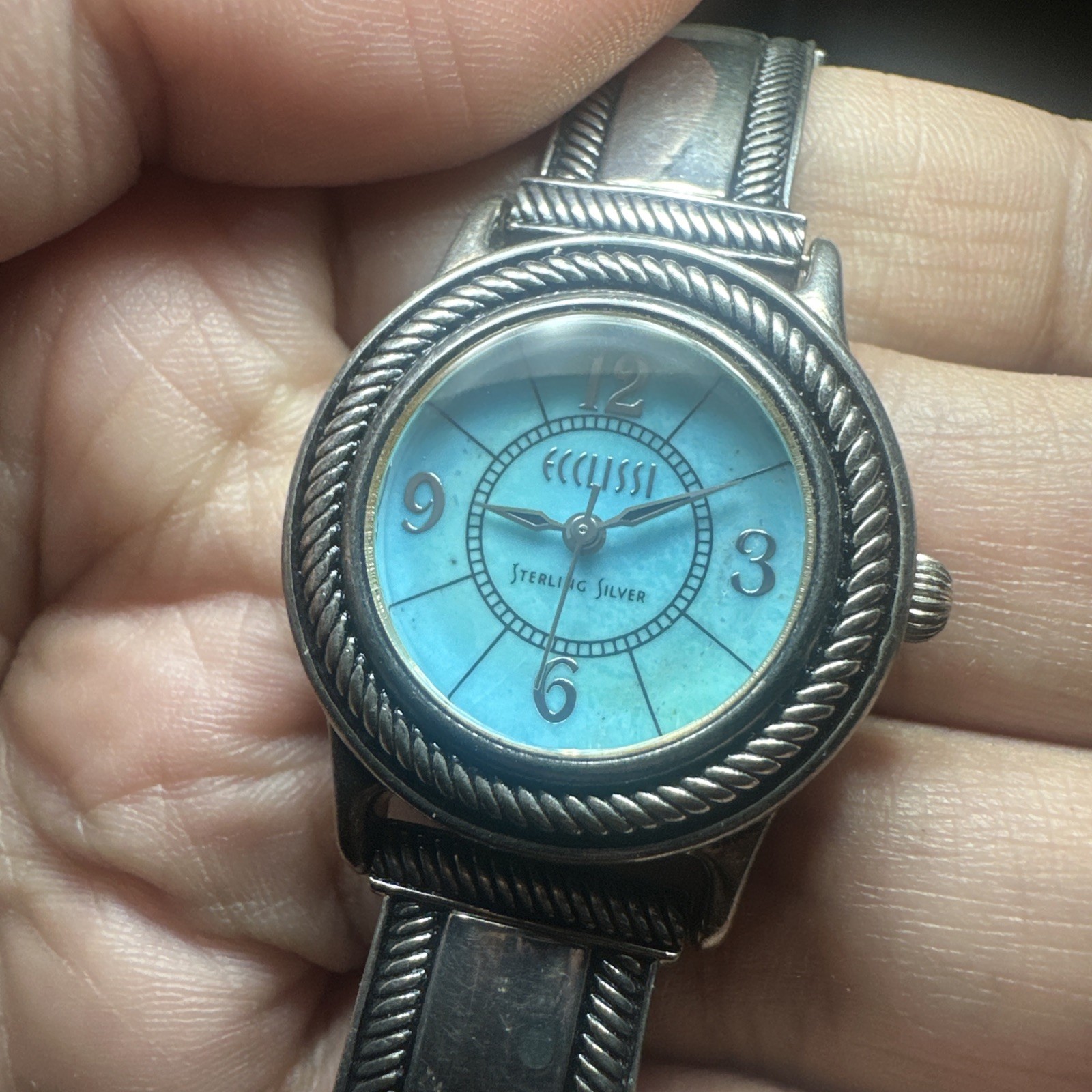 Working ECCLISSI Sterling Silver 925 Ladies Watch Bracelet Black 29mm – Mint