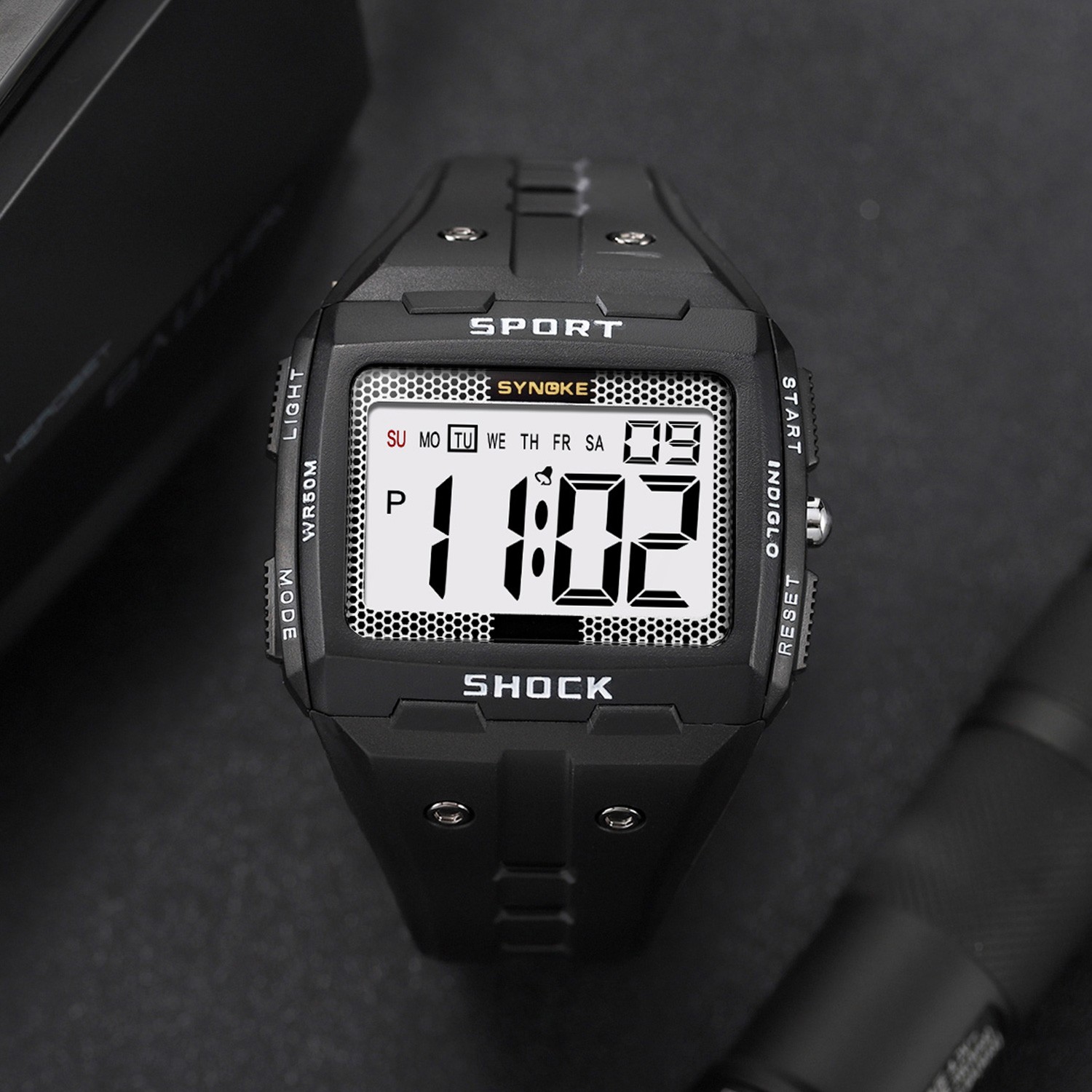 Men Digital Sport Watch Easy Read LED Backlight Stopwatch Daily Alarm Watch Gift
