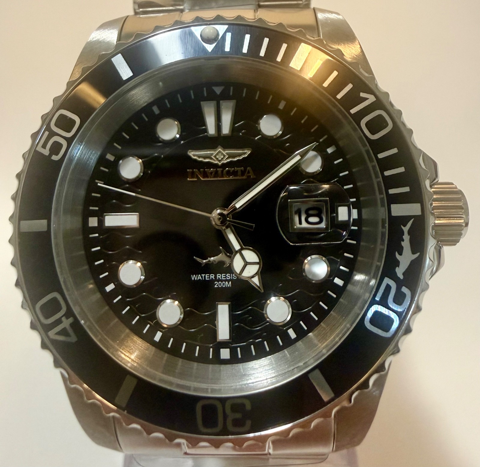 Invicta Pro Diver 42mm Black Dial Bezel Stainless Steel Mens Quartz Watch 50824