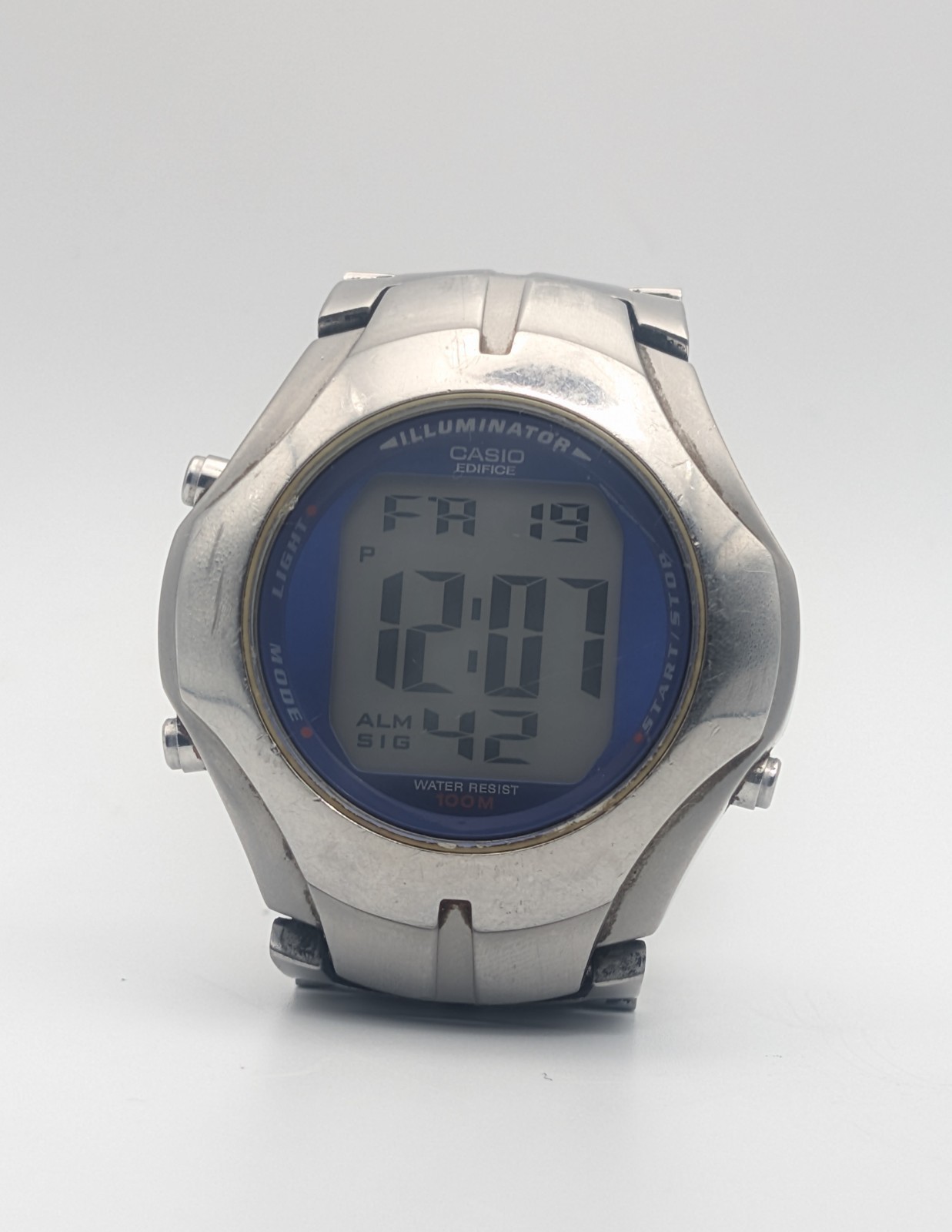 Casio Edifice EFD-100 Men’s 43mm Blue Dial Steel Alarm Chronograph Watch