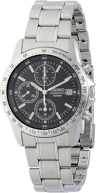 SEIKO Chronograph SND367PC Black Silver Men’s Watch from Japan in BOX new