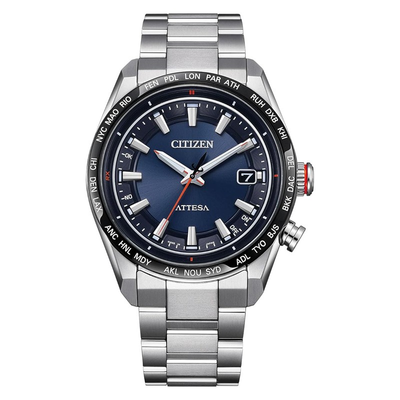 Watch Citizen Attesa CB0287 68L Men’s Eco Drive Radio Clock World Time Titanium