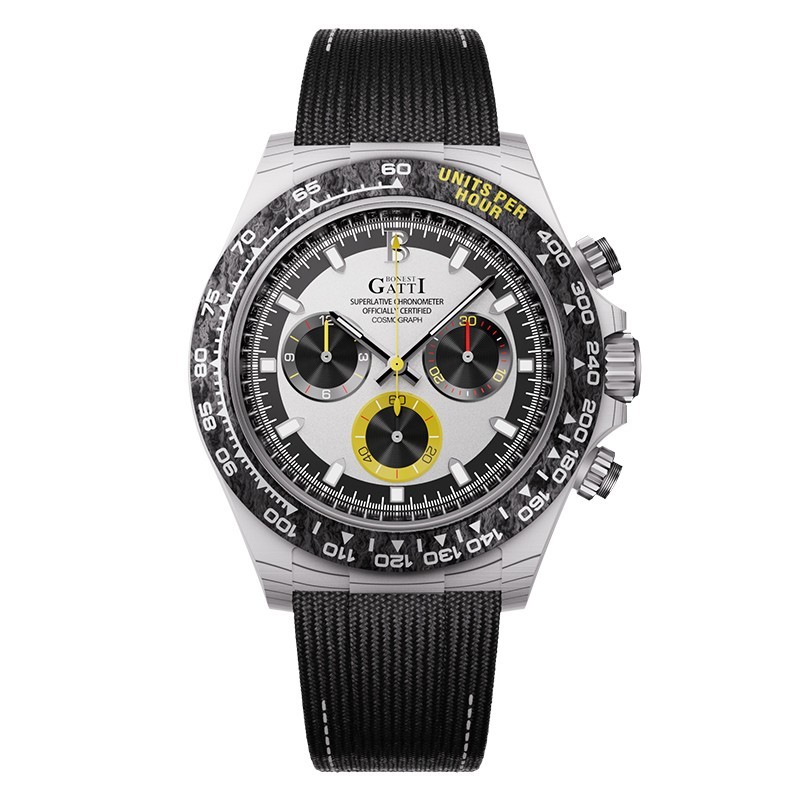 BONEST GATTI Men Chronograph Watch Automatic Mechanical Wristwatch Carbon Fiber