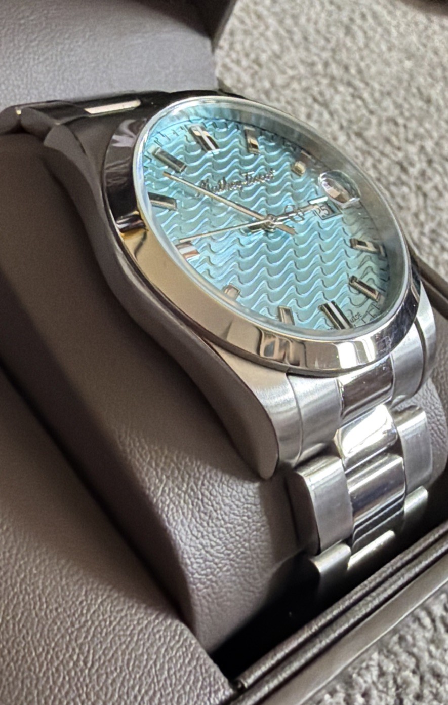 Mathey-Tissot Men’s Mathy I Turquoise Blue Dial Watch H1450 In Box