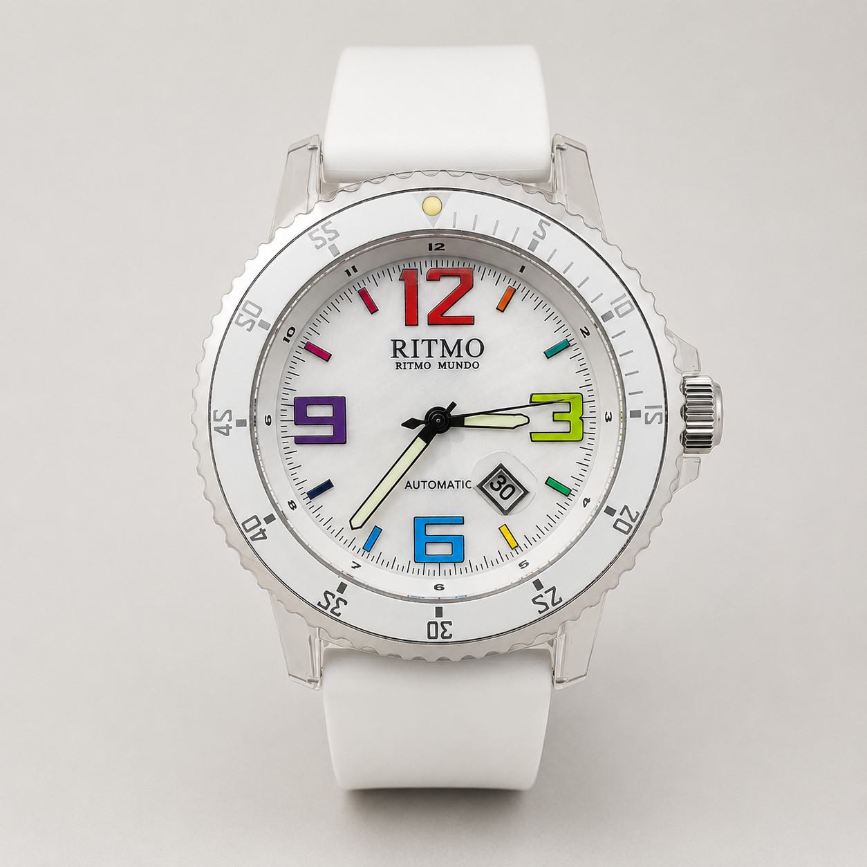 Ritmo Mundo Hercules Automatic White MOP Rainbow Dial Watch 311/1