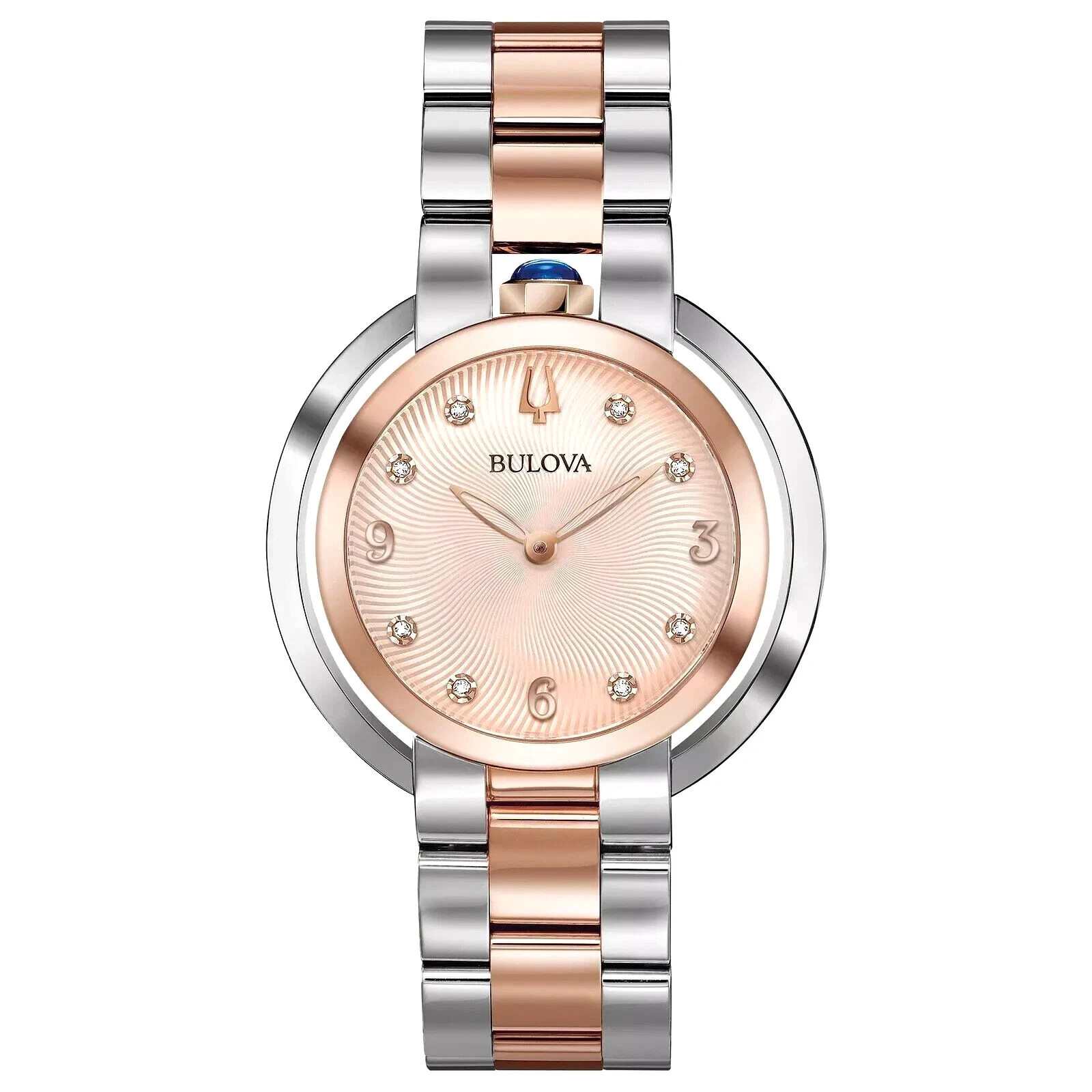Bulova 98P174 Rubaiyat Diamond Stainless Silver & Rose Gold Tone Ladies Watch