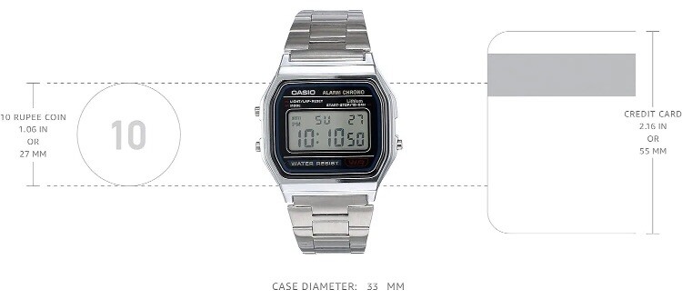 CASIO Men’s Watch A-158W Digital Silver Alarm Micro Light – NEW – Warranty