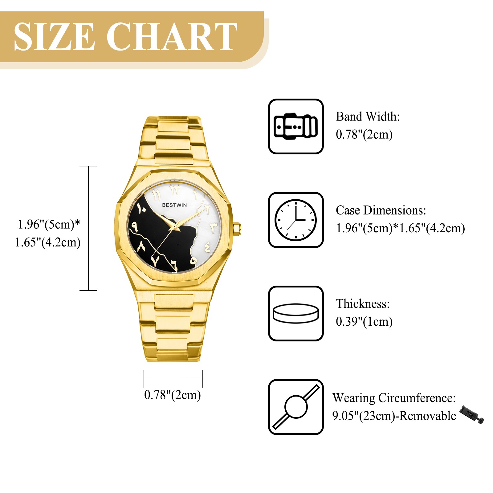 Men’s Octagon Two-color Dial Waterproof Quartz Wrist Watch Stainless Steel Strap