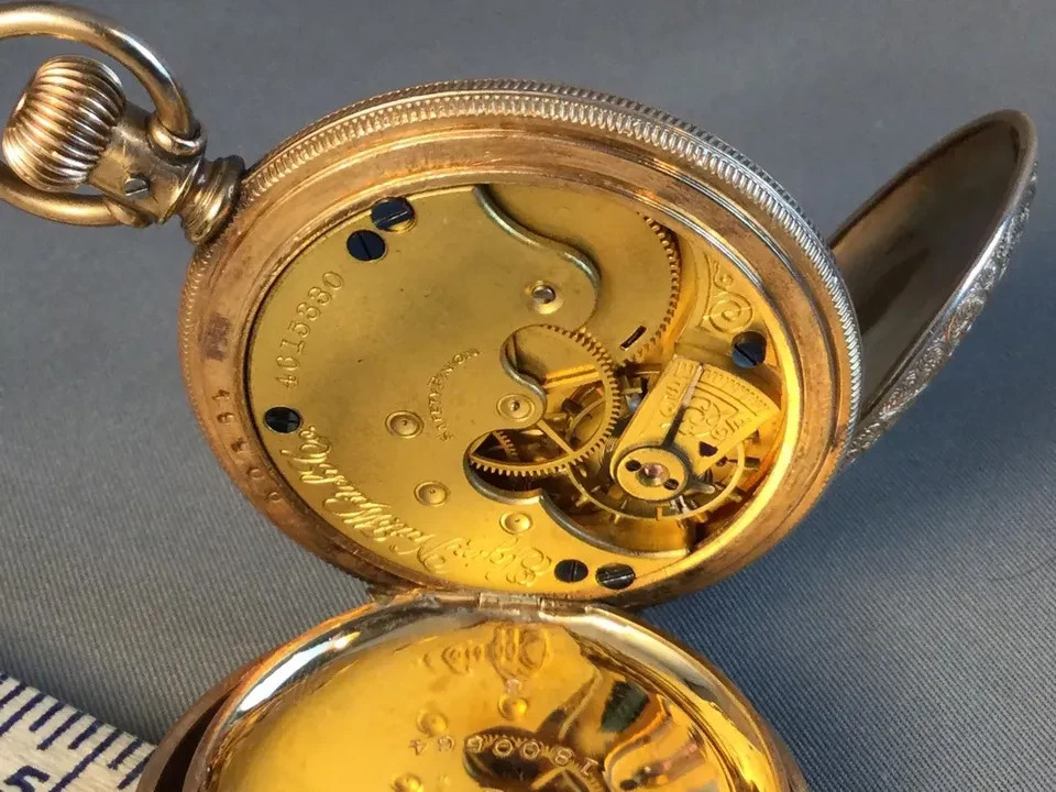 Antique Small Gold-Filled Elgin Case Pocket Watch from 1893