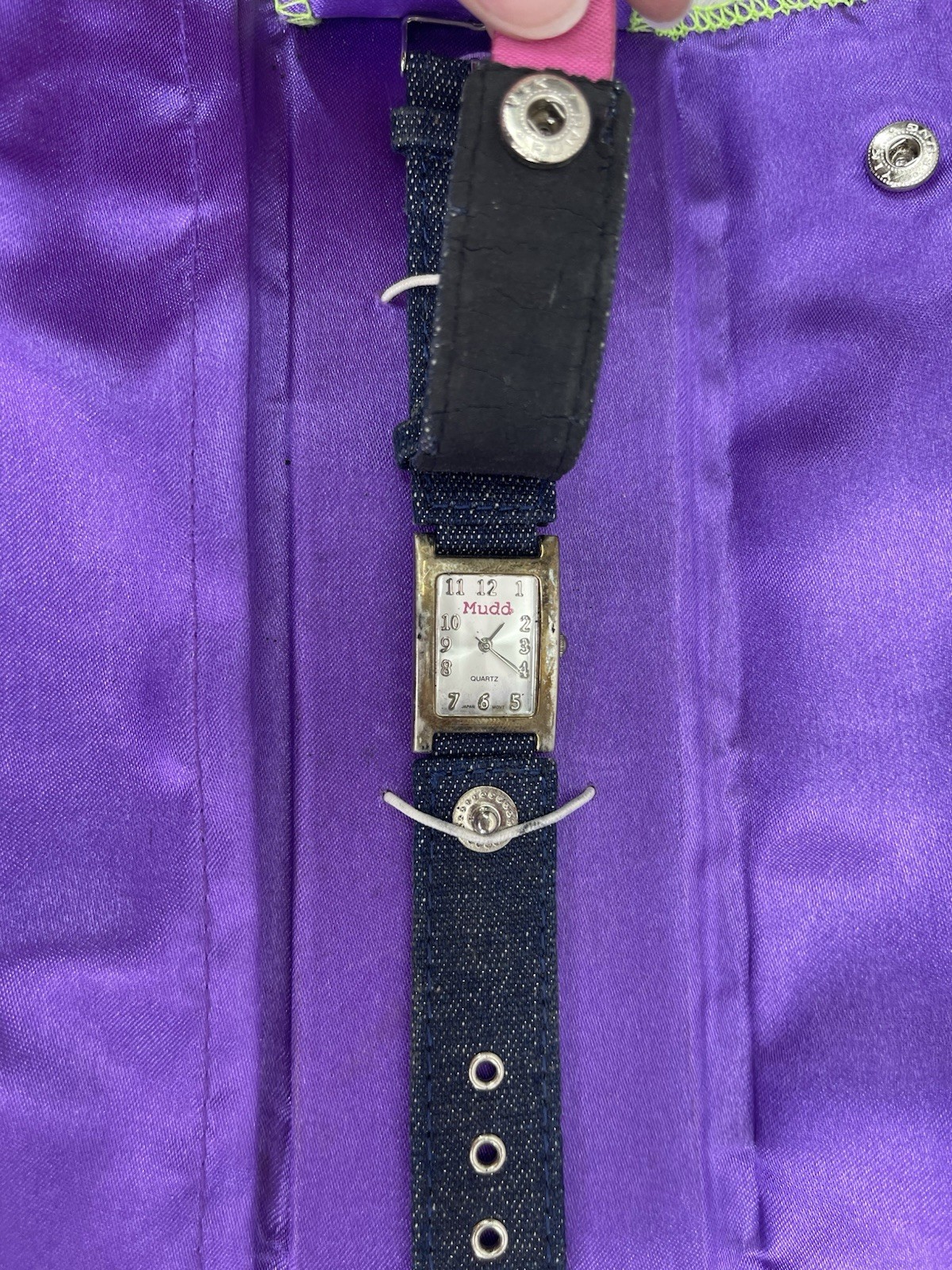 Vintage Y2K Mudd Denim Snap Watch Purple Case Over Face READ