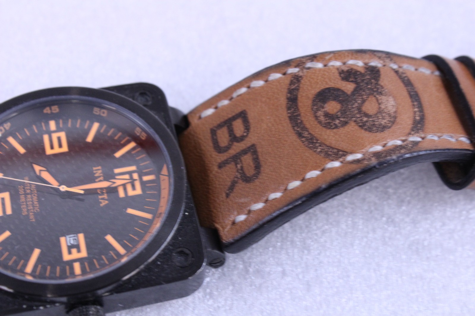INVICTA Corduba Watch Bell & Ross Leather Band Carbon Fiber Dial Automatic 3965