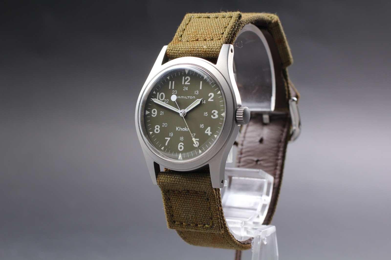 [ w/Box, Paper ] HAMILTON Khaki 9415A Green Dial Hand-Winding Men’s Watch JAPAN