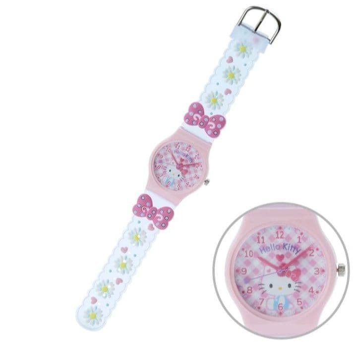 Hello Kitty Kids Watch Pink Daisy Ribbon Gingham