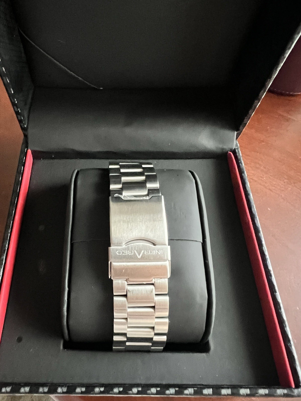 Infrared Men’s Chronograph Quartz Stainless Steel Sports Watch Silver w/ Box