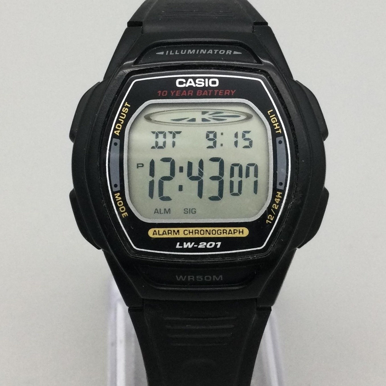 Casio 2898 LW-201 Womens Watch 33mm Black Digital Alarm Chronograph Illuminator