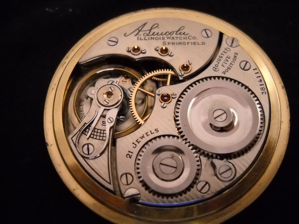 A Lincoln ILLINOIS Pocket RR Watch 21 jewel 1921 RUNS.