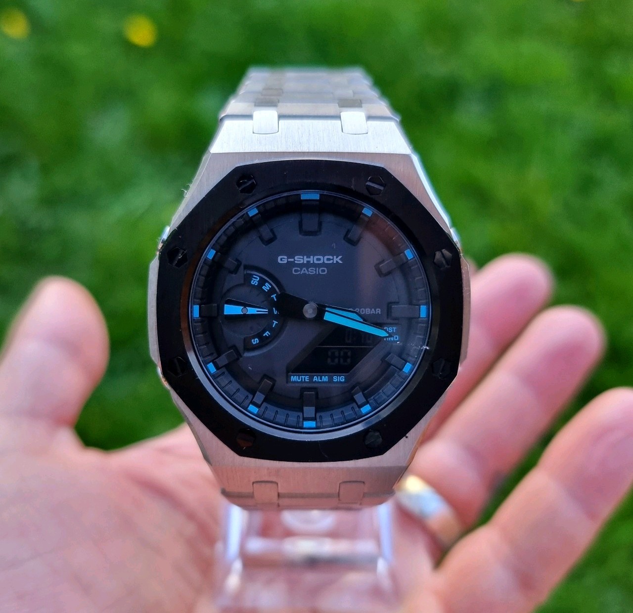 New Custom GShock GA2100 Casioak Stainless Steel Bracelet Gift – Silver mod