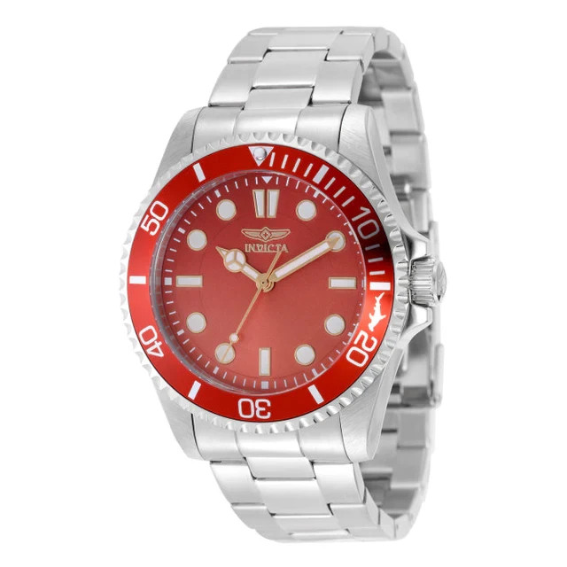 $249 INVICTA PRO DIVER MENS RED SILVER 43MM QUARTZ STEEL WATCH 50506 NIB