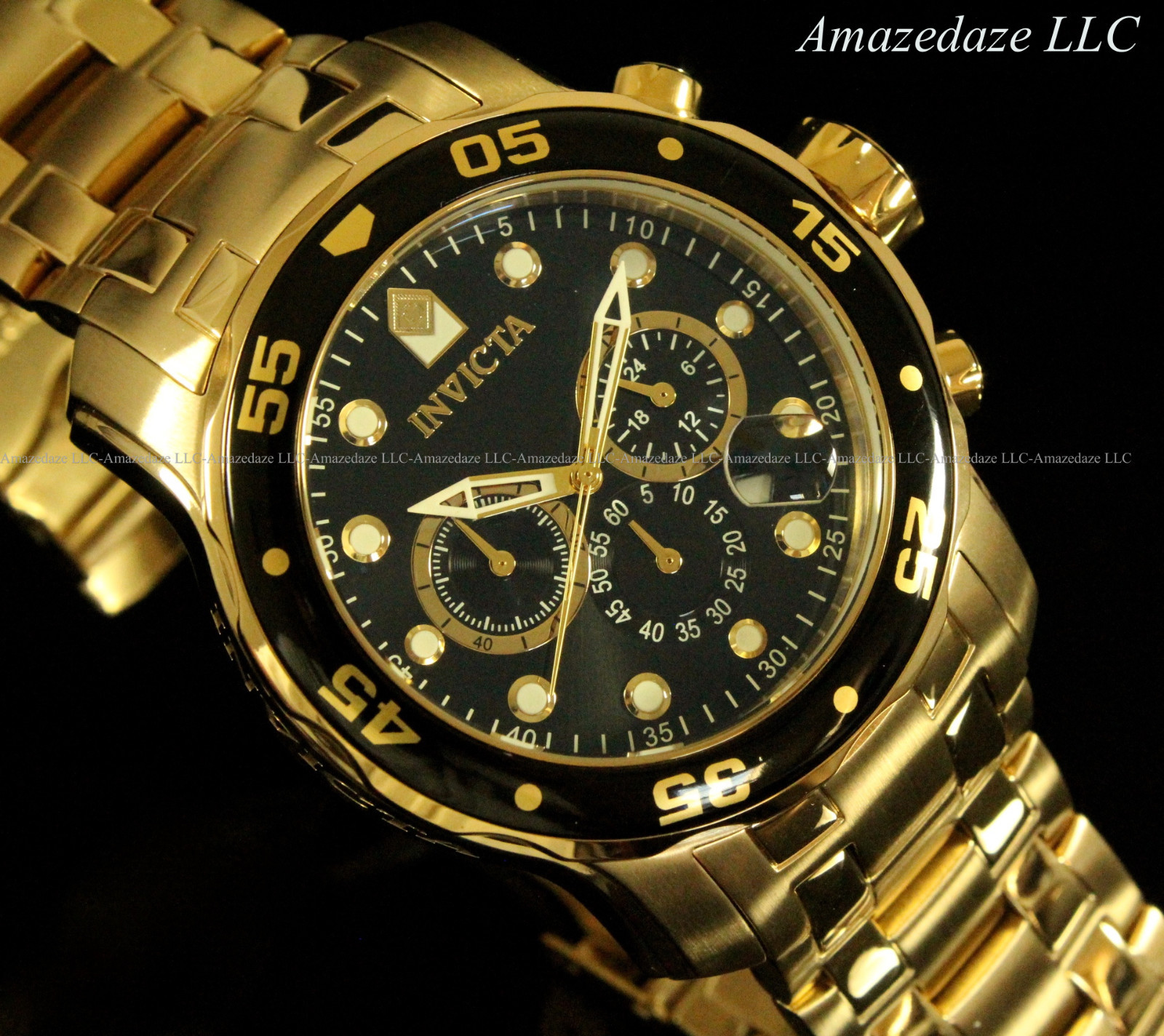NEW Invicta Men’s Pro Diver Scuba Chronograph Stainless Steel Black Dial Watch!!
