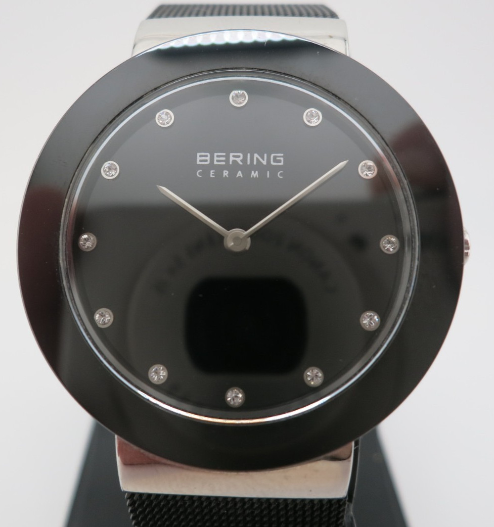 Bering Ceramic Black Stainless Steel Ladies Watch – 11435-102 – New Battery