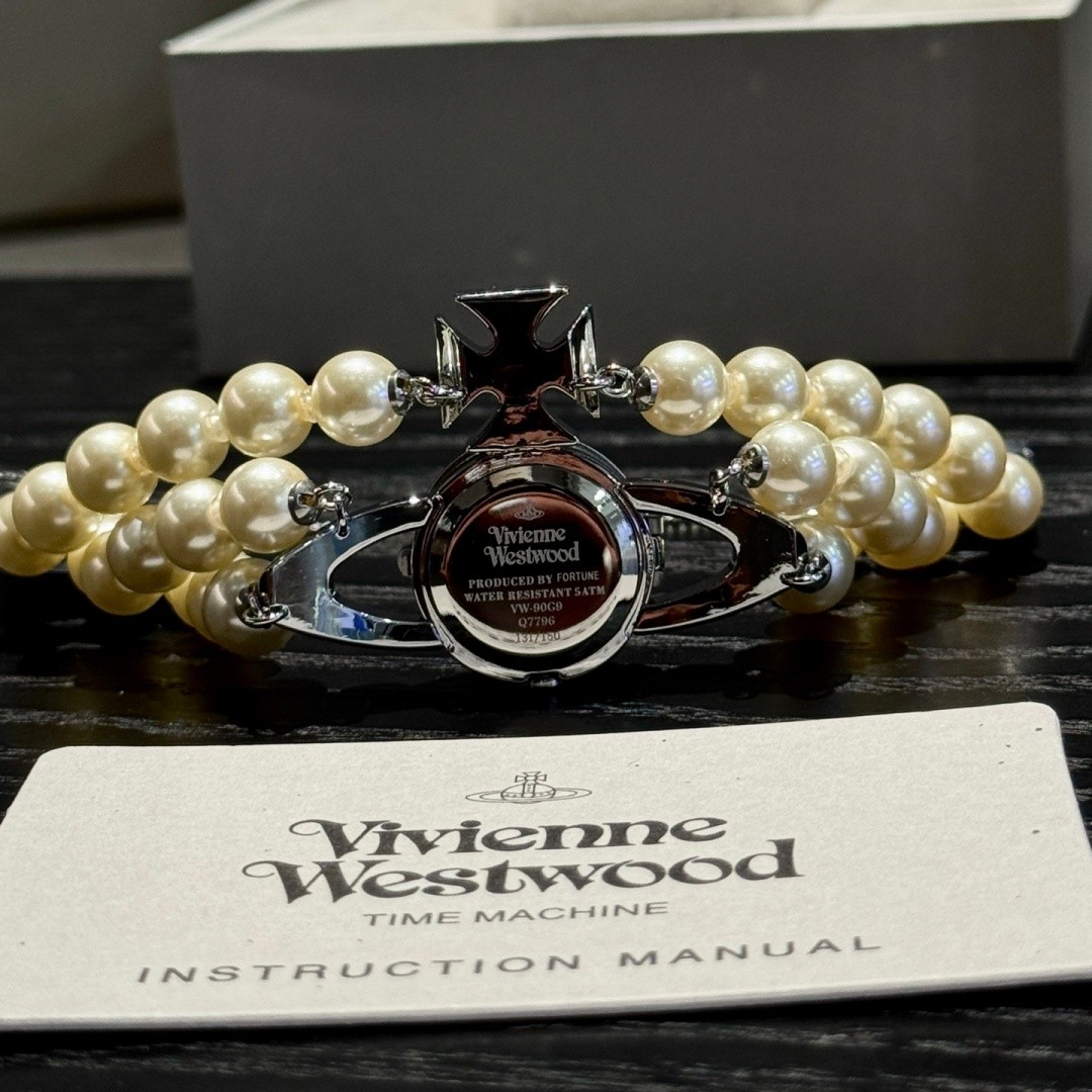 Vivienne Vintage Silver Pearl Bracelet Flip Women’s Quartz Watch Original Box