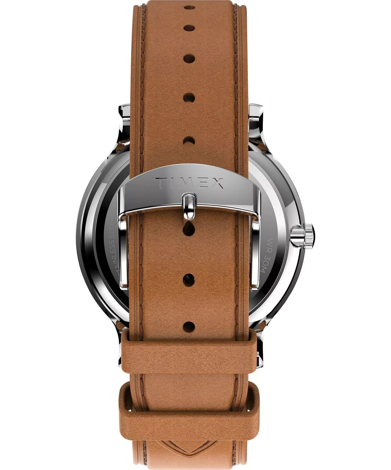 Timex Gallery Men’s Blue Dial Brown Leather Deployment Clasp Watch TW2V43400VQ