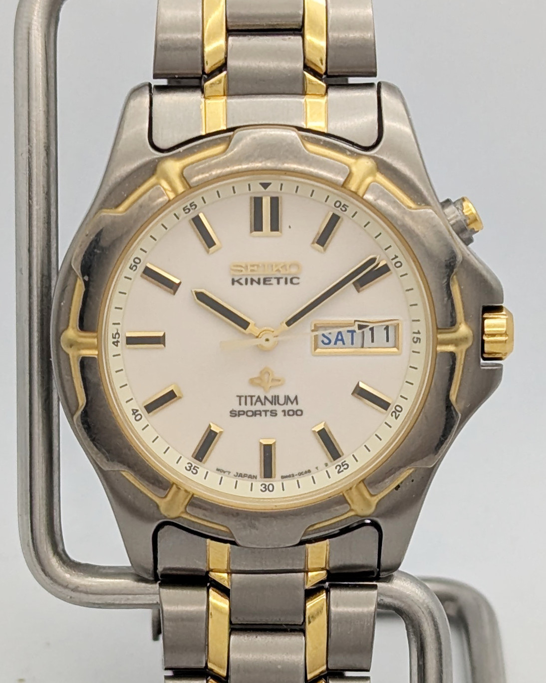 Seiko Kinetic Titanium Sports 100 5M43 Full Lume Day Date | New Capacitor