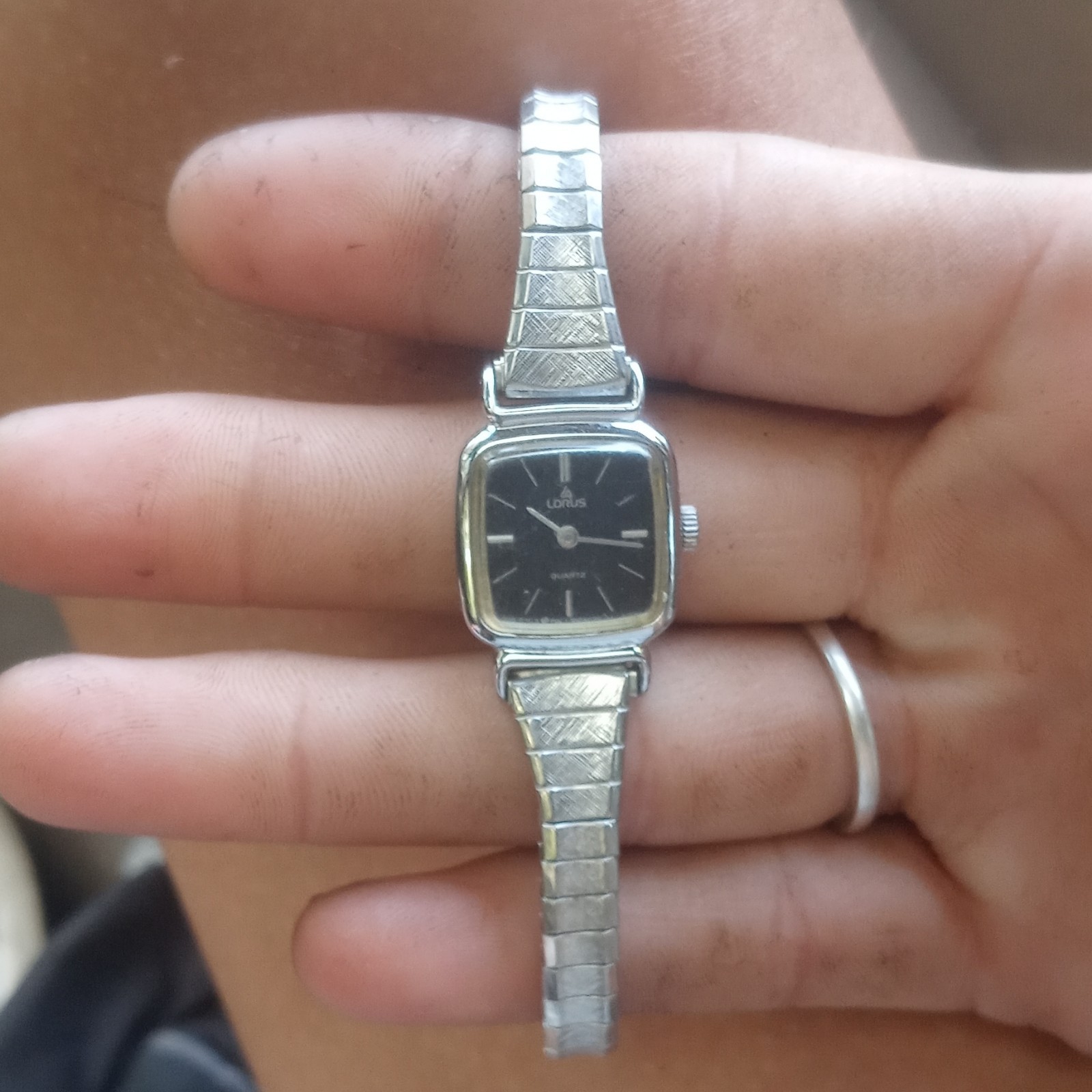Lorus Women’s Quartz Analog Black Dial Silver Tone Metal Bracelet Square Watch