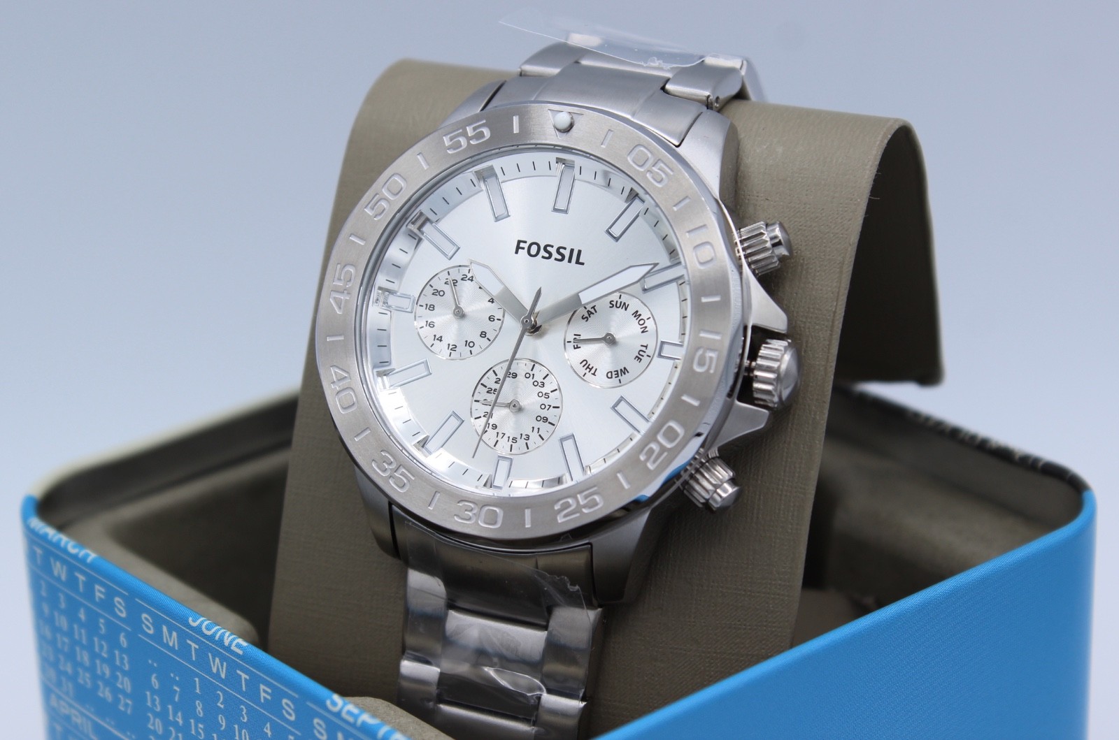NEW AUTHENTIC FOSSIL BANNON MULTIFUNCTION CHRONOGRAPH SILVER BQ2490 MEN’S WATCH