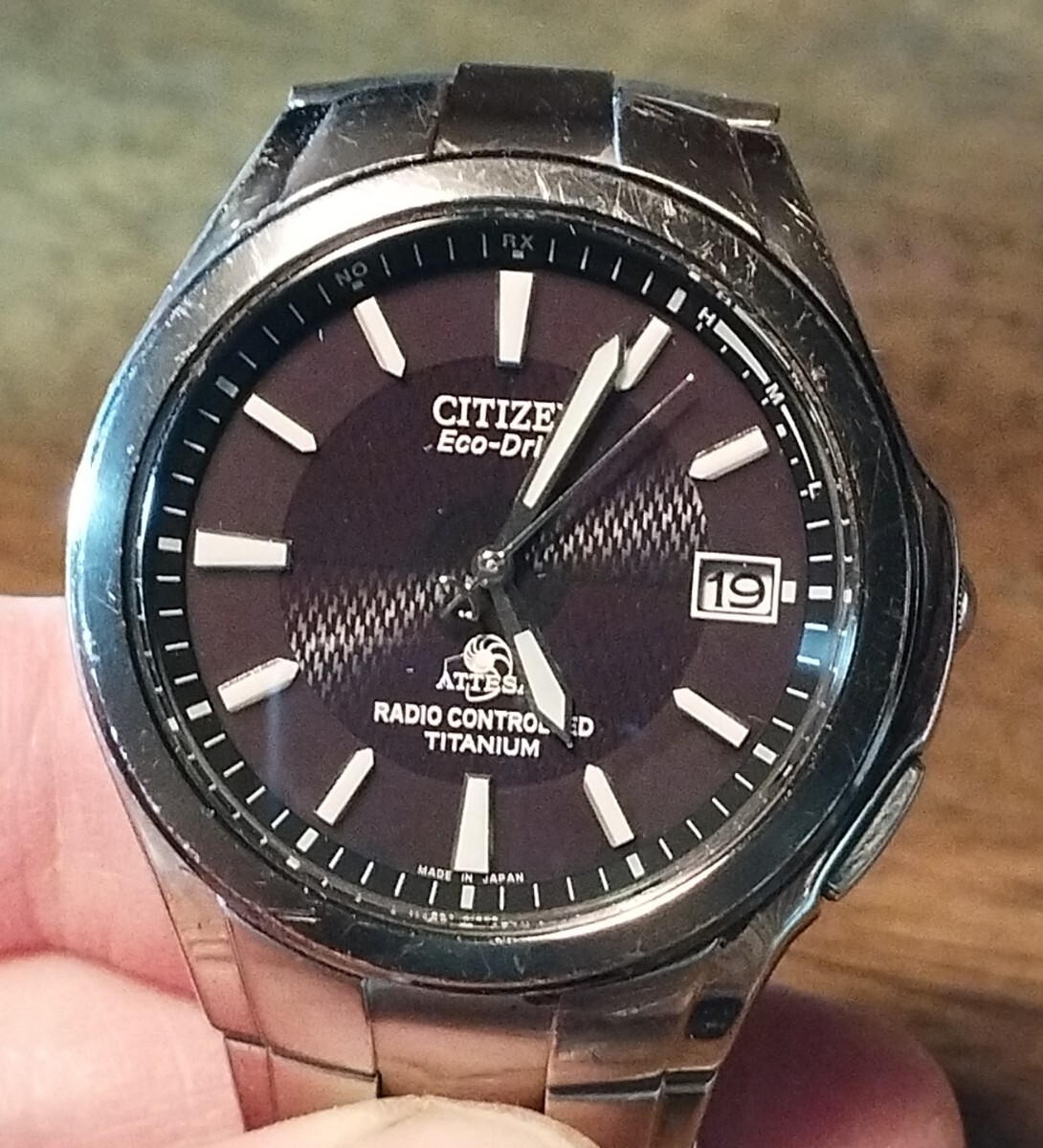 Citizen Attesa Eco-Drive Radio Controlled Date Titanium Watch Japan