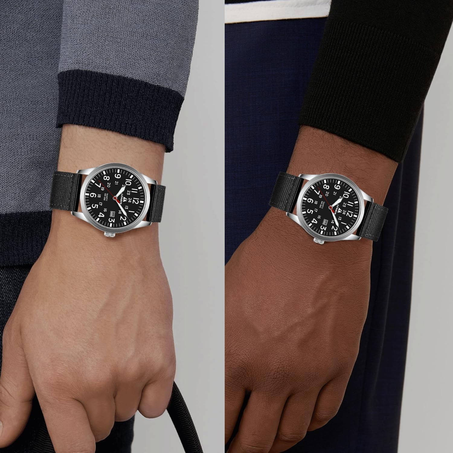 Mens Watches Unisex Military Sport Nylon Strap Stylish Luminous Fashion Analog
