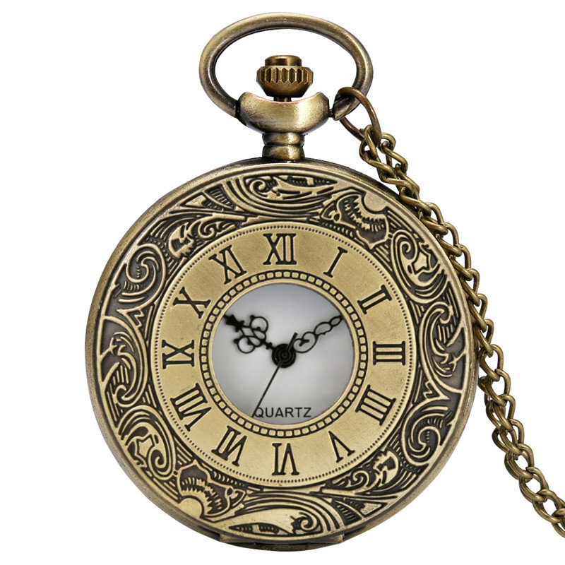 Steampunk Quartz Analog Pocket Watch with Necklace Chain for Friends Xmas Gifts
