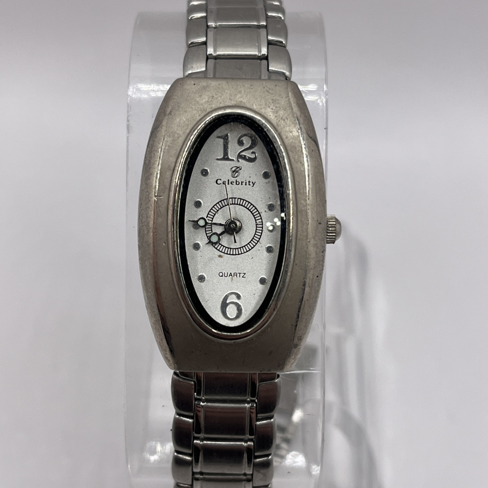 Celebrity Women’s Quartz Watch Silver 7.75″ Band 22mm Case- New Battery