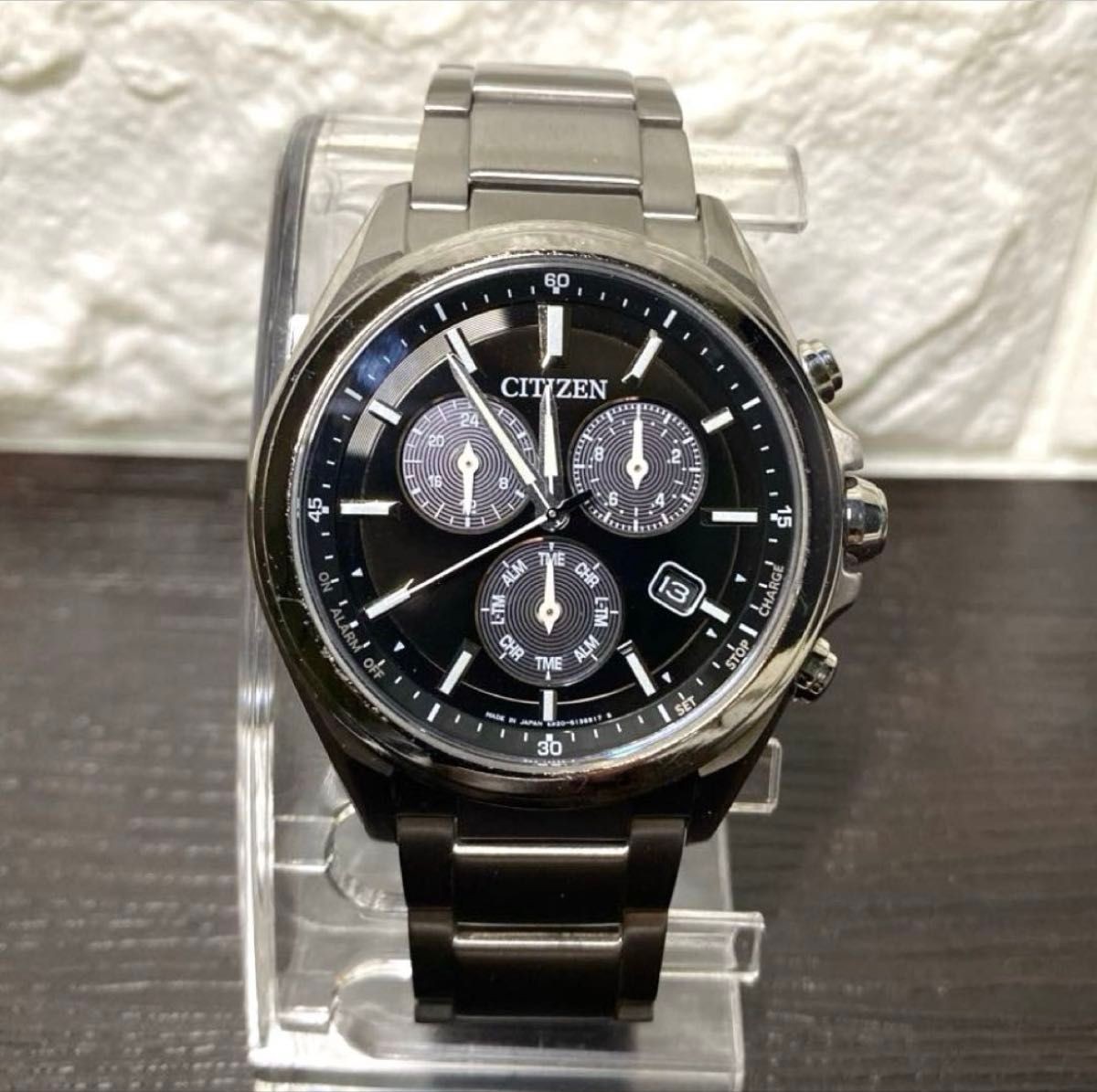 Citizen Attesa E820-S096081 Solar Chronograph Titanium Black Dial Perpetual Cal