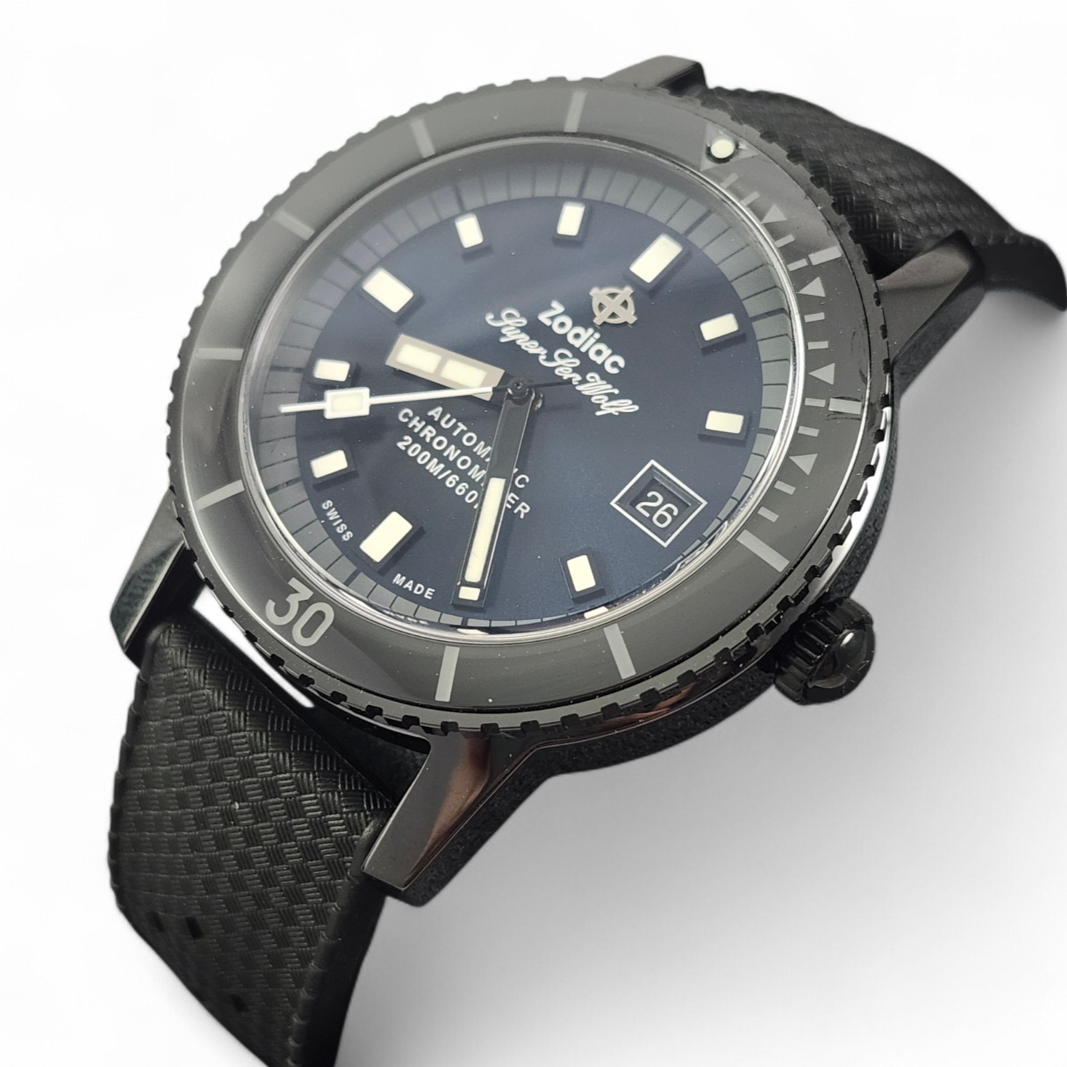 NEW Zodiac Super Sea Wolf Ceramic Compression Diver Automatic Watch Blue ZO9595