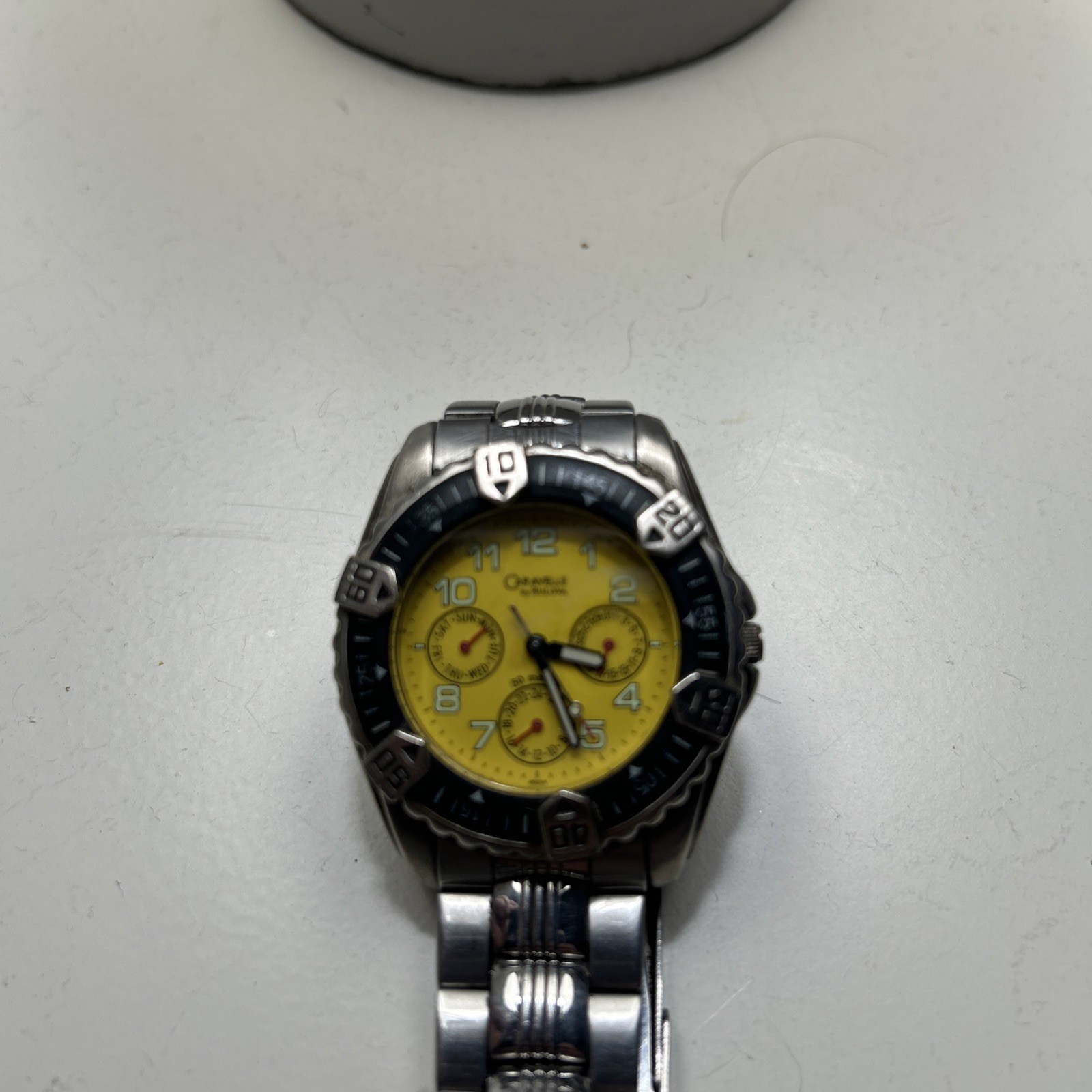 Bulova Caravelle chronograph date Dial Metal Bracelet Yellow dial