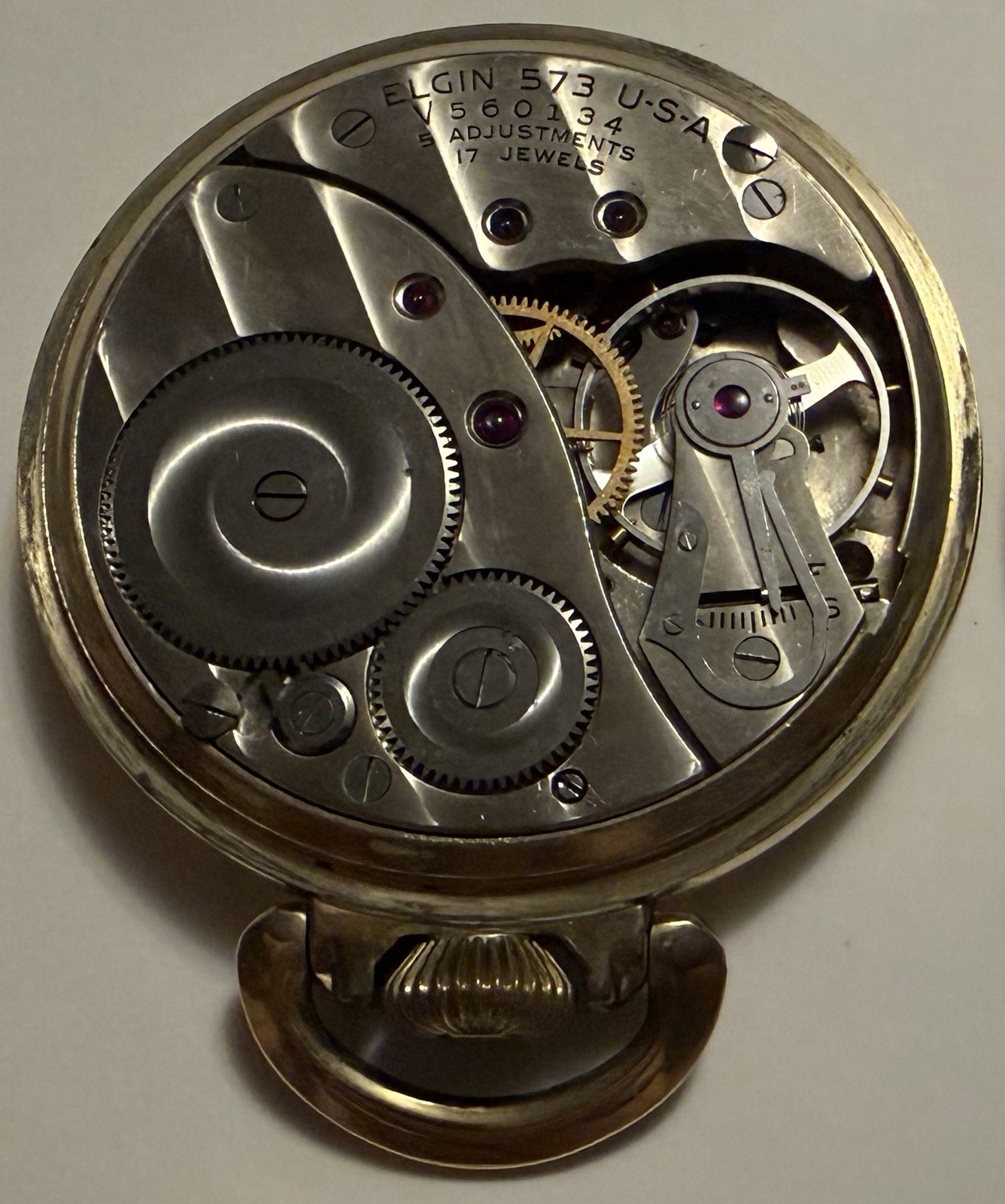 Antique Elgin Grade 573 Pocket Watch 17J 5 Adj 10K GF Runs + Video