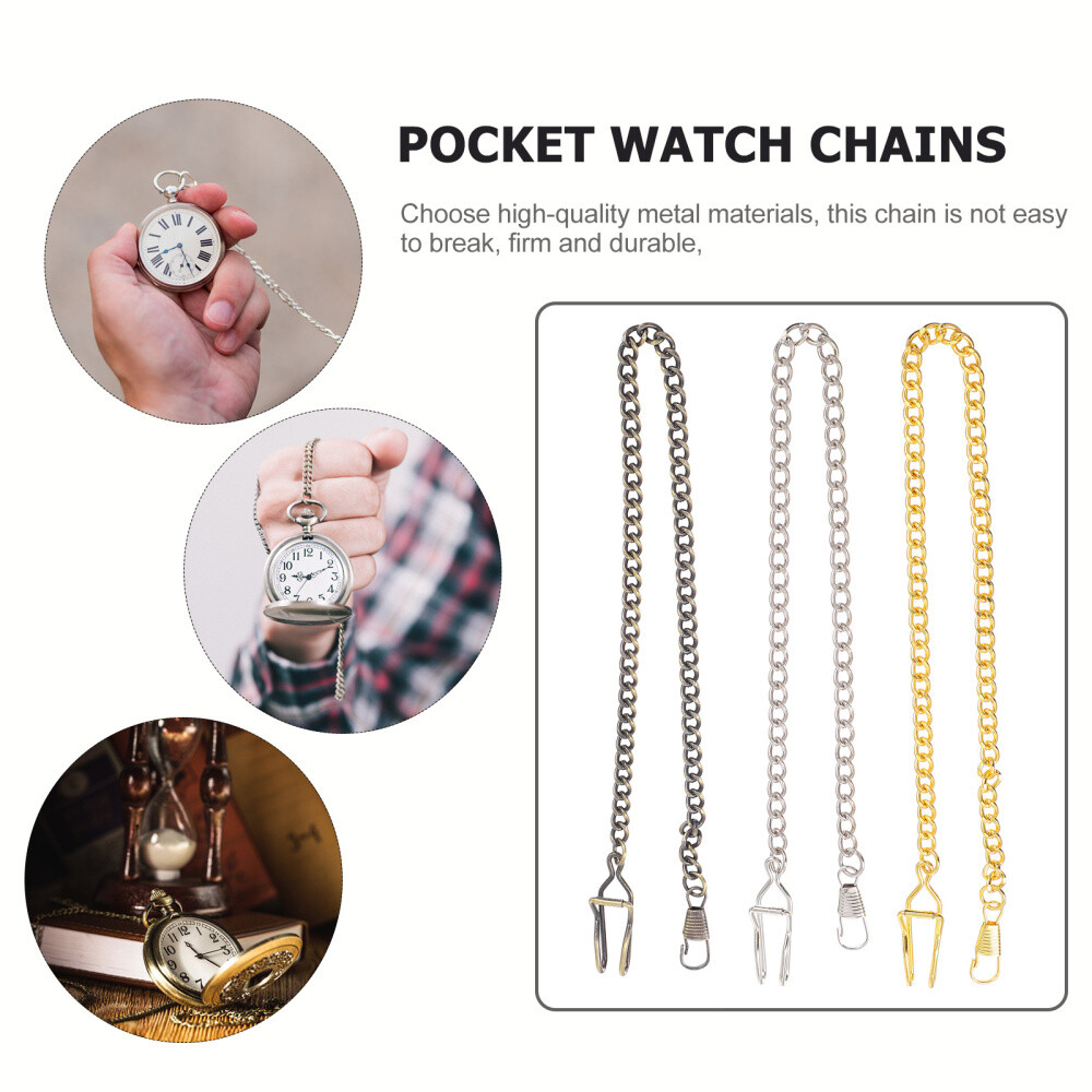 3Pcs Pocket Watch Hanging Chains Pocket Watch Chains Retro Watch Chain Pendant