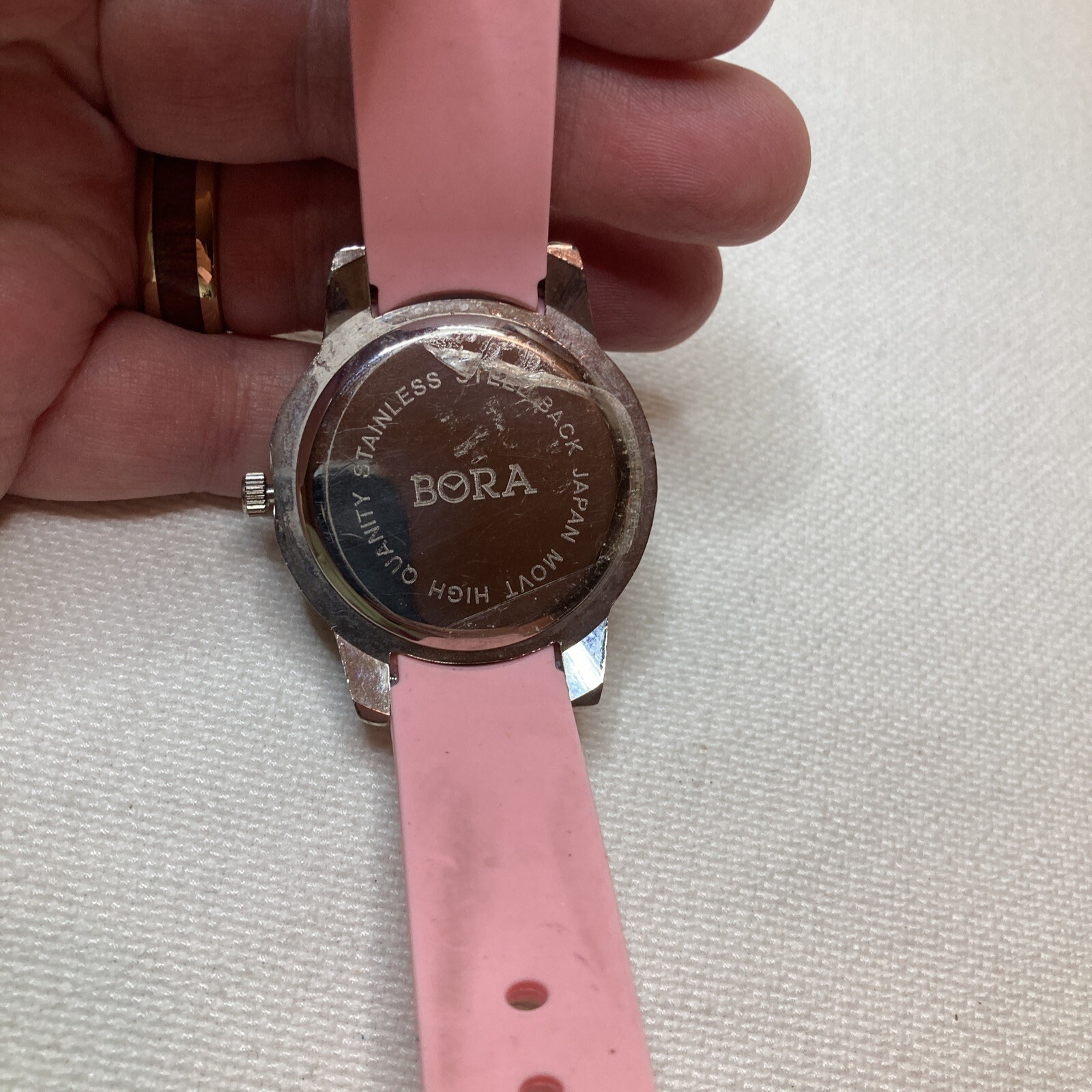 Ladies Working Pink Bling Bora Silicone Band Watch