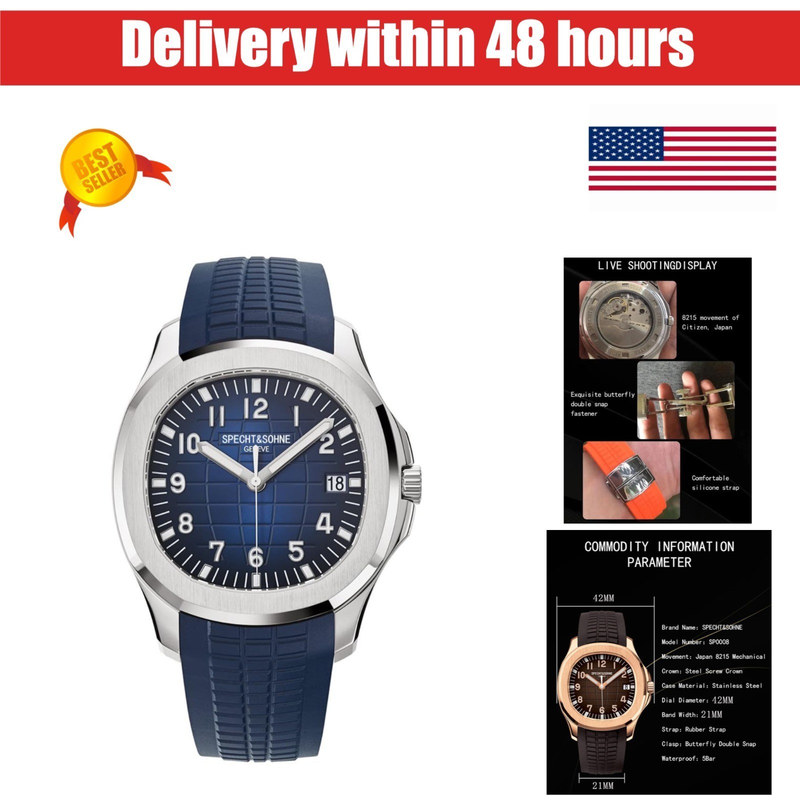 Specht & Söhne Automatic Mechanical Watch for Men – Waterproof 40MM
