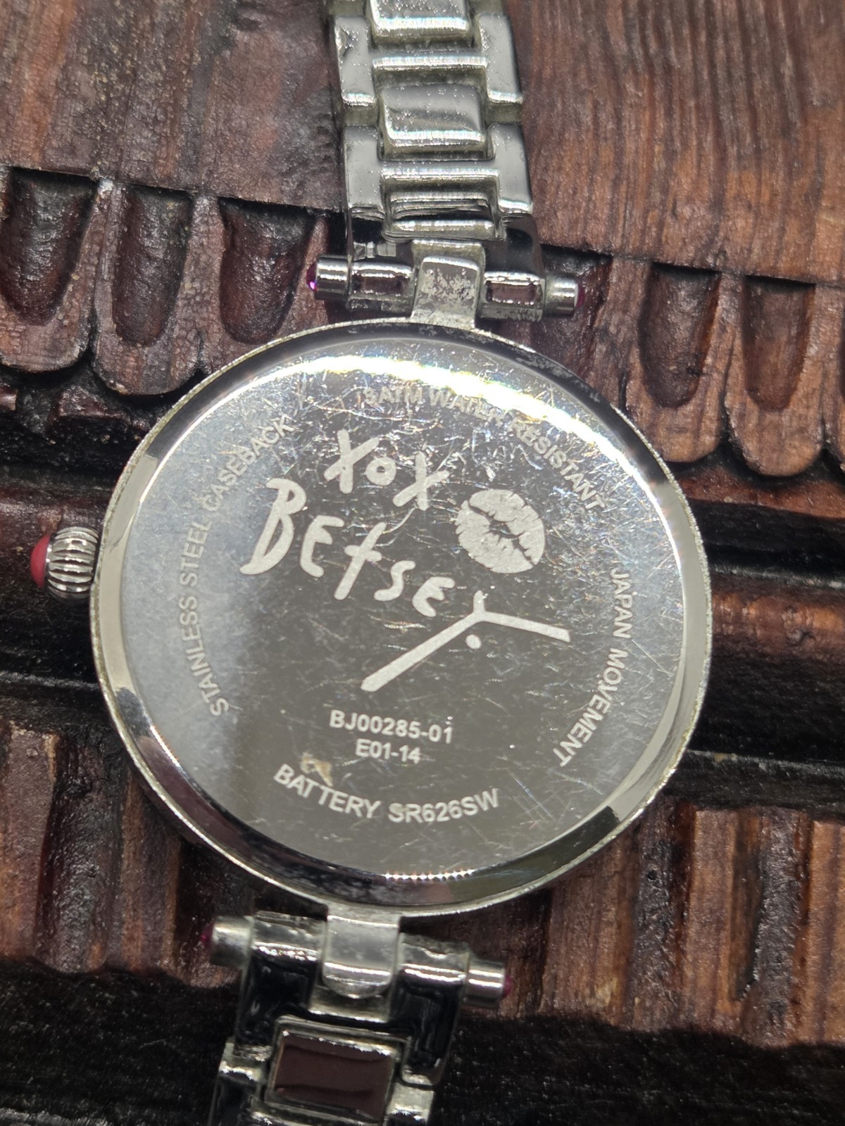 DESIGNER BETSEY JOHNSON BJ00285-01 Wristwatch WATCH Silver Tone Colorful Details