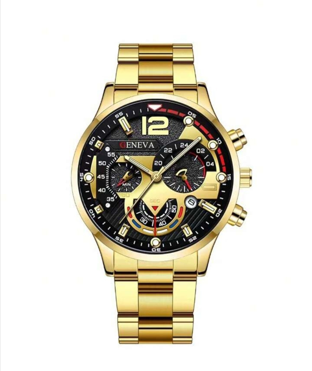 Mens Stainless steel Quartz Watch, In Gold with A Casual Or Formal Style