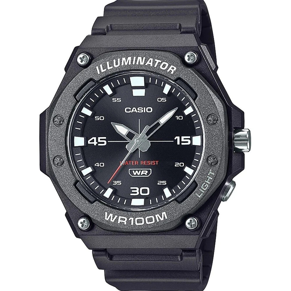 Casio Illuminator Analog Resin Strap Black Dial Quartz MW620H1AV WR100m