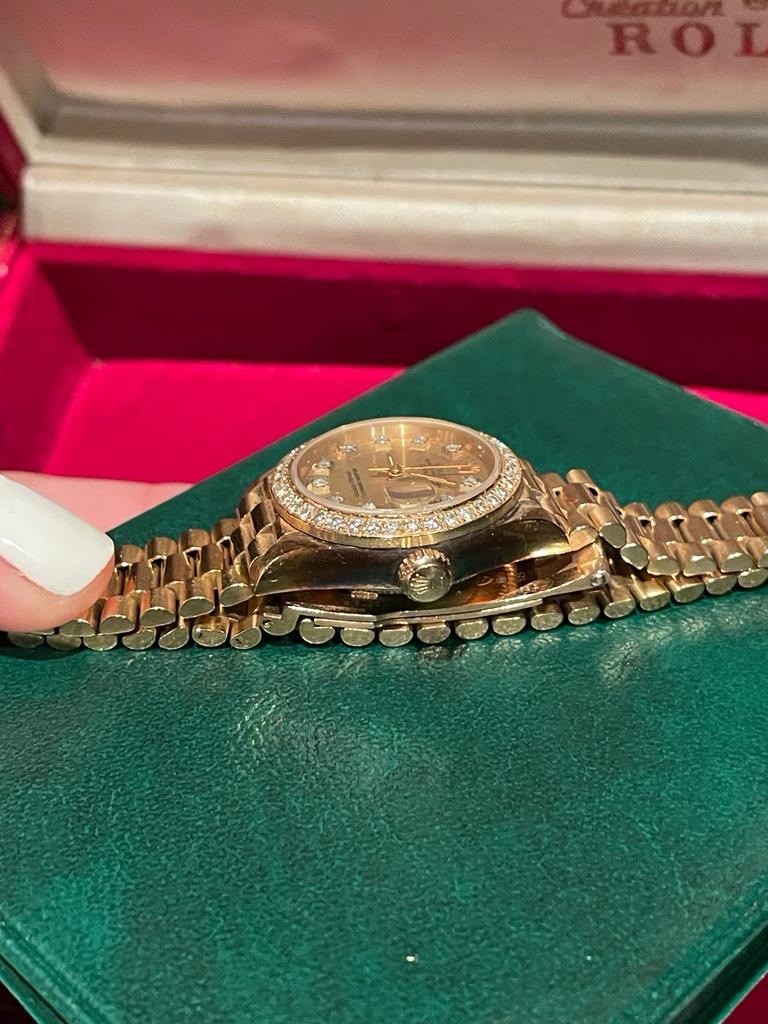 Rolex Vintage Datejust 26mm-18 K Yellow Gold Watch With Diamond
