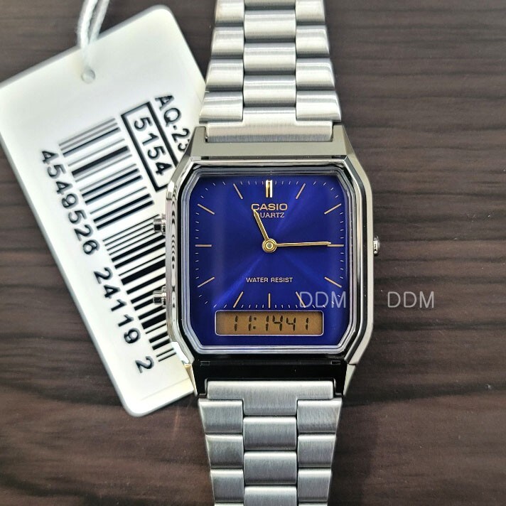 Casio Unisex Wrist Watch metal band Blue AQ-230GG-2A Original New